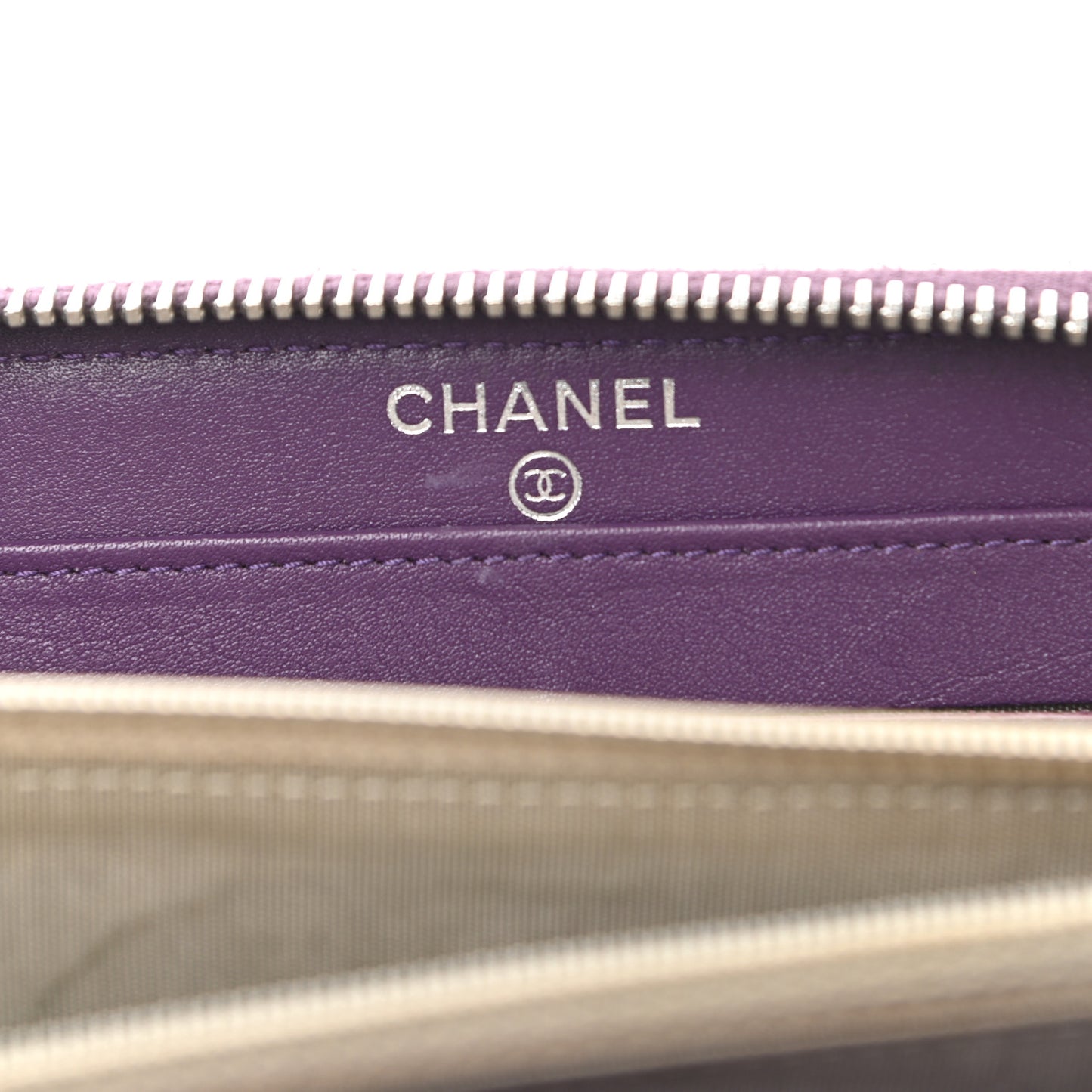 Patent Quilted Brilliant Zip Around Wallet Purple