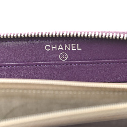 Chanel Patent Quilted Brilliant Zip Around Wallet Purple 6 of 11