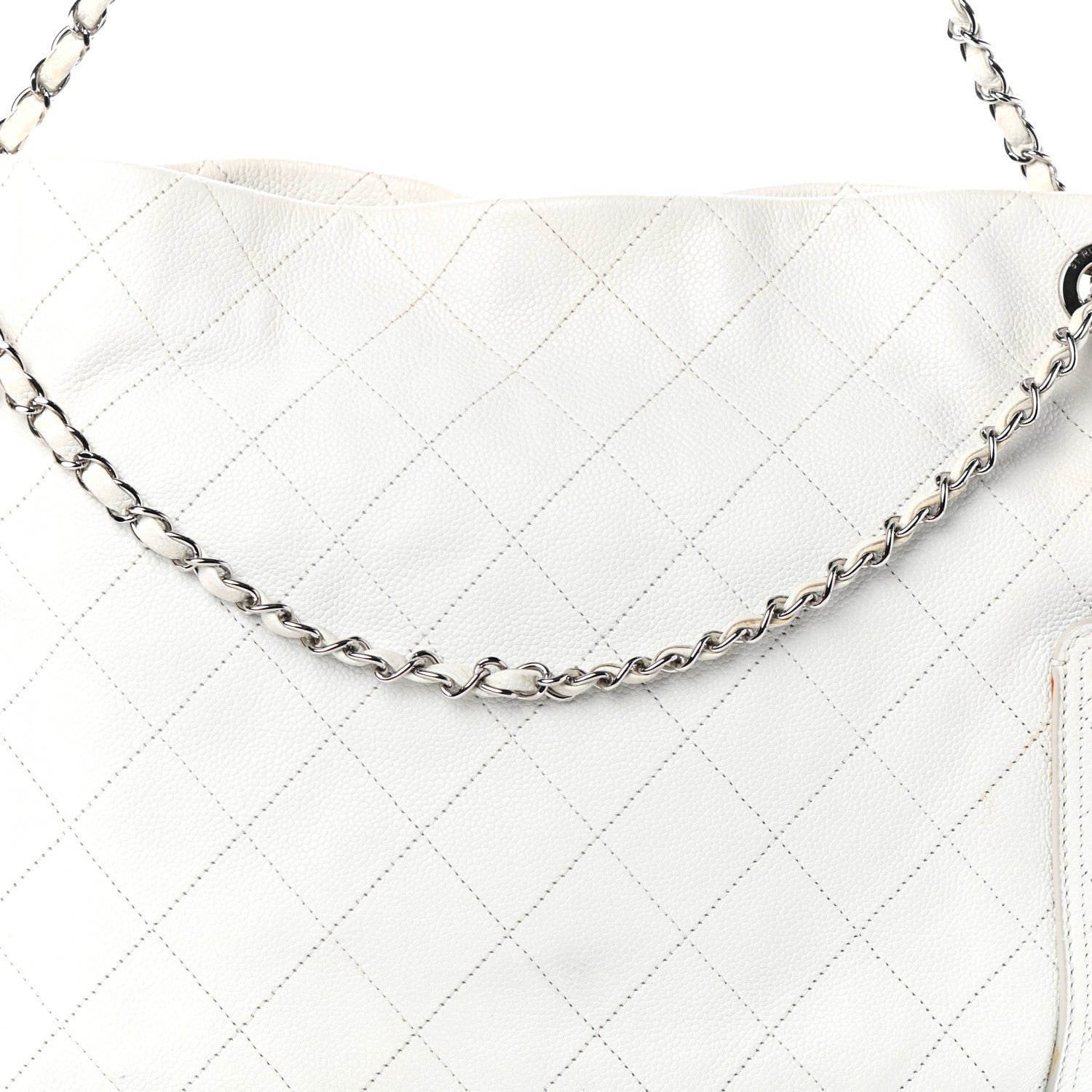 Chanel Caviar Stitched CC Pocket Tote White 13 of 19