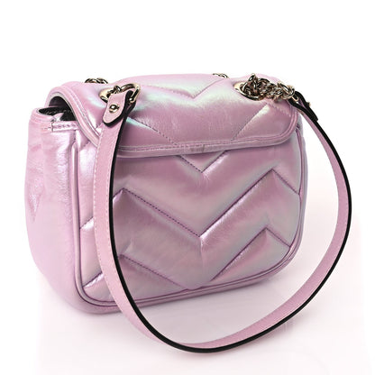 Gucci Iridescent Nappa Chevron Matelasse Mini GG Marmont Shoulder Bag Iridescent Escape Pink 2 of 8