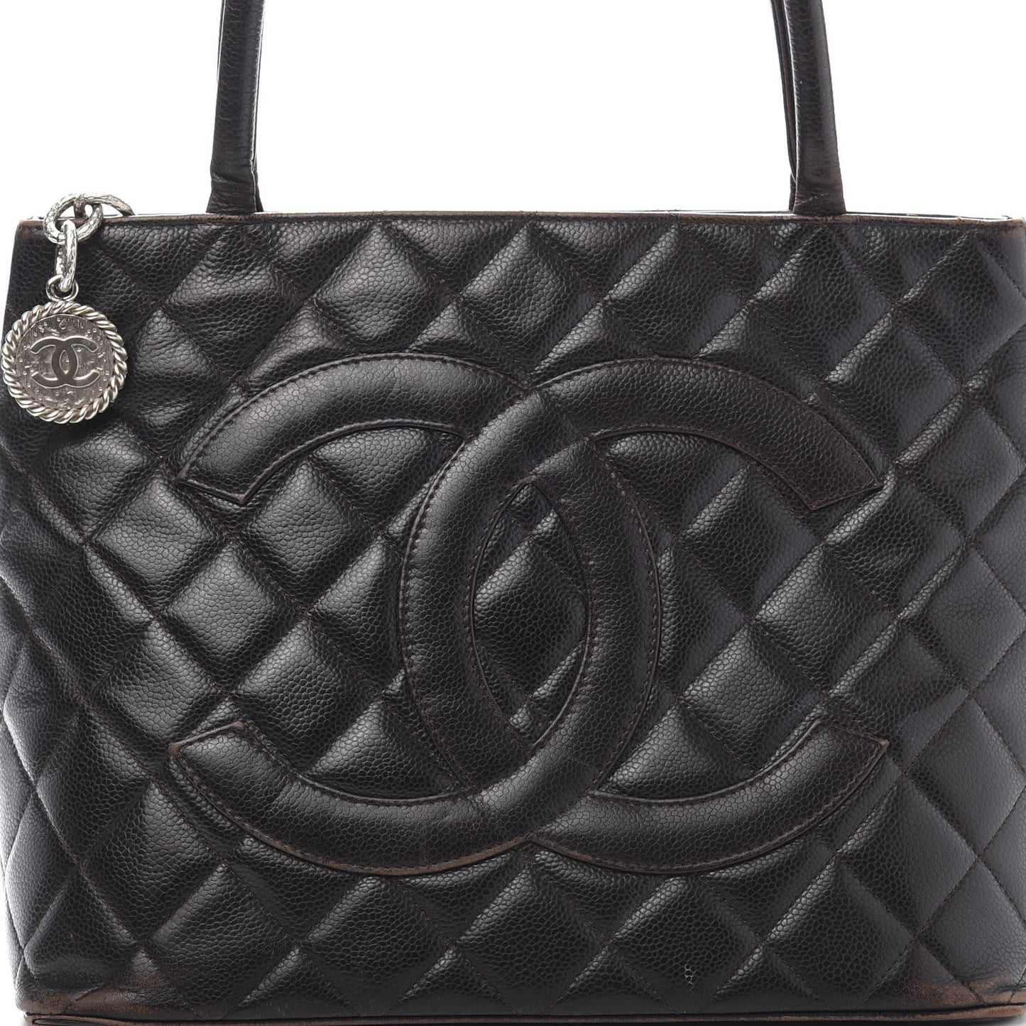 Caviar Quilted Medallion CC Tote Dark Brown