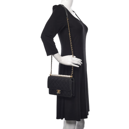 Chanel Lambskin Quilted Small Chic Pearls Flap Black 2 of 11