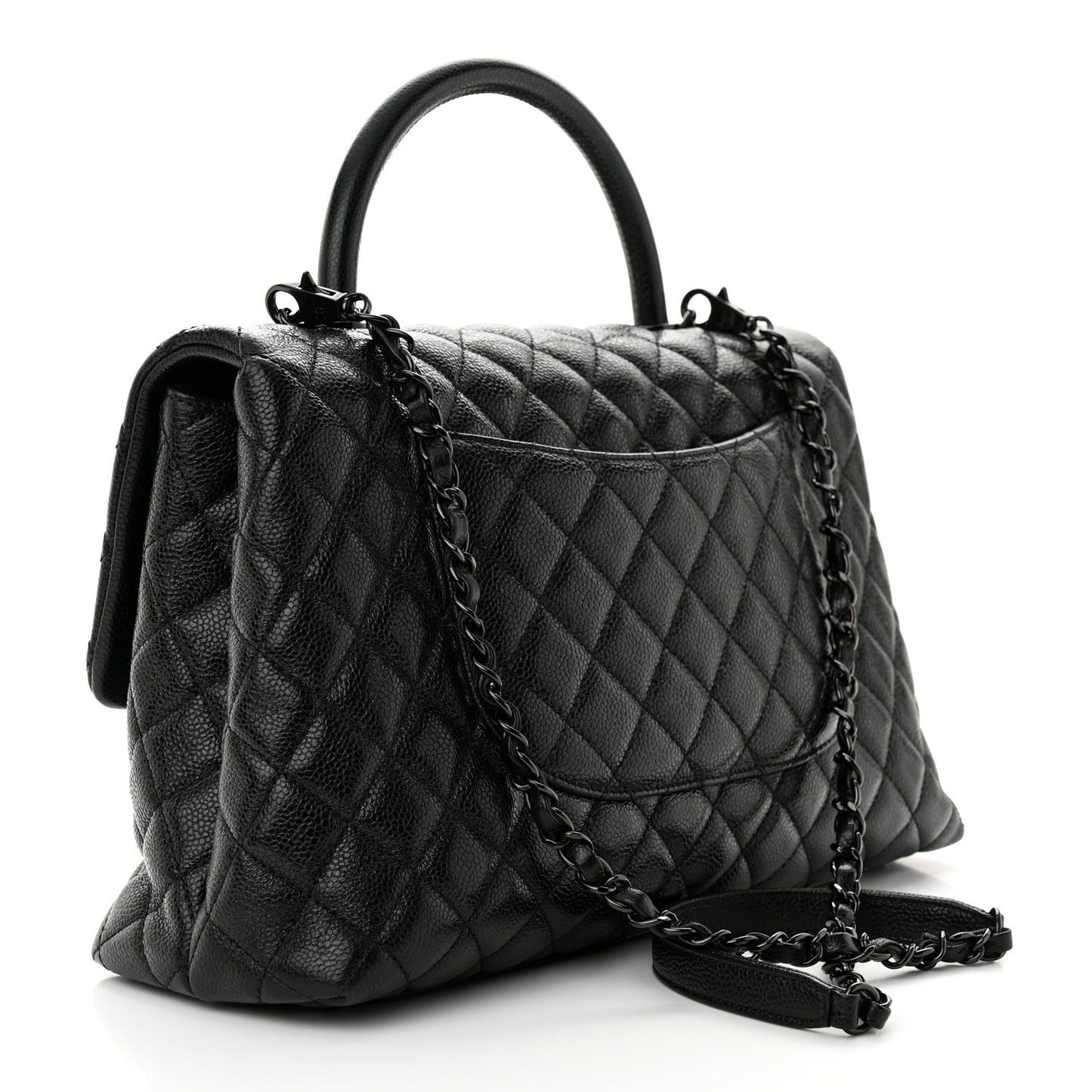 Caviar Quilted Medium Coco Handle Flap So Black