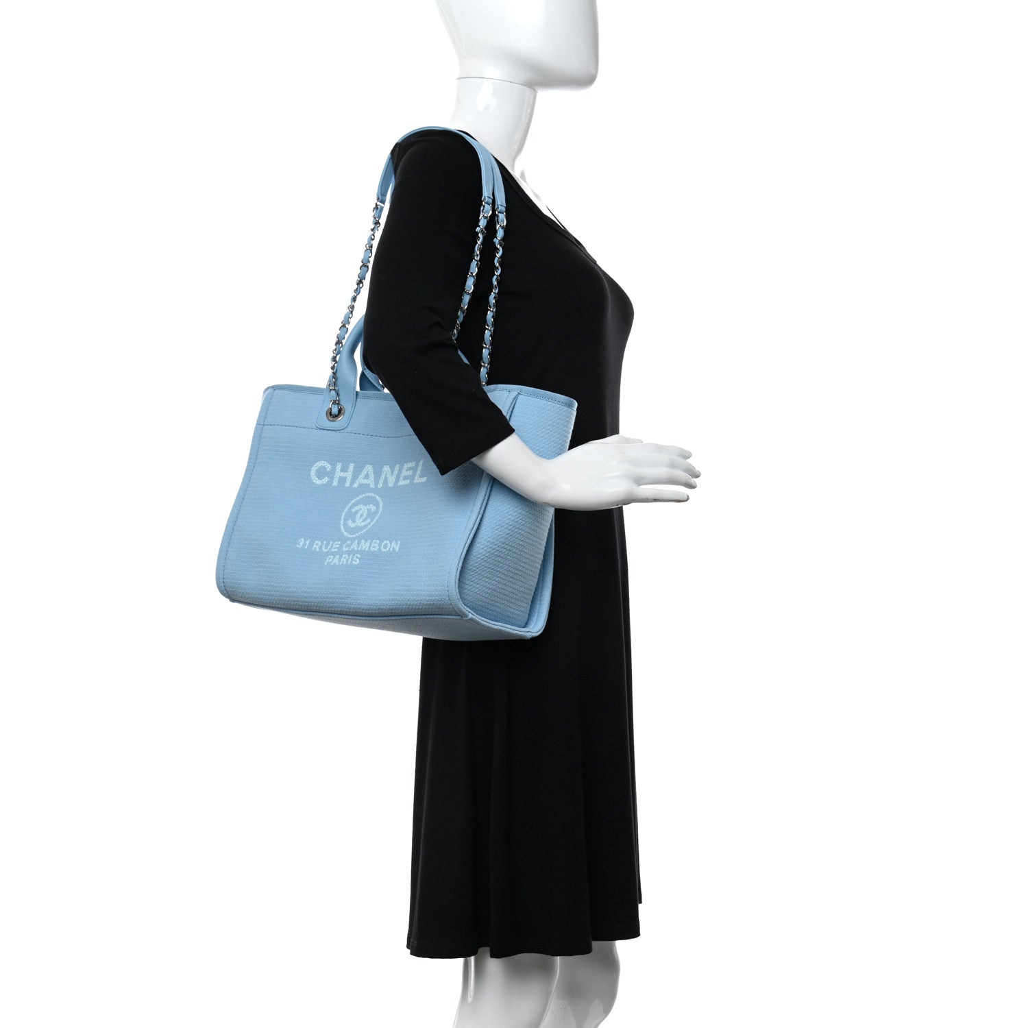 Chanel Mixed Fibers Small Deauville Tote Light Blue 2 of 11