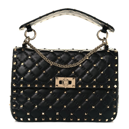 Valentino Garavani Lambskin Medium Rockstud Spike Shoulder Bag Black 1 of 10