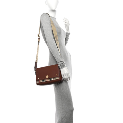 Burberry Calfskin Vintage Check Note Crossbody Bag Tan 2 of 10
