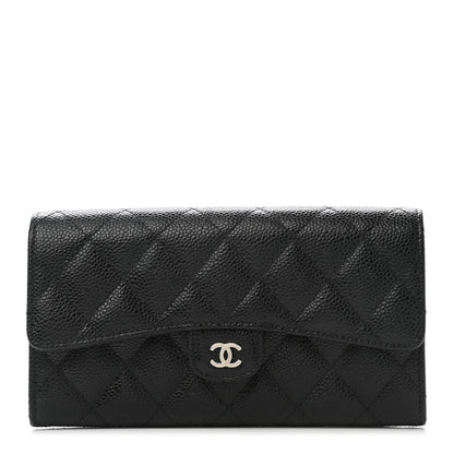 Chanel Caviar Quilted Large Gusset Flap Wallet Black 1 of 9