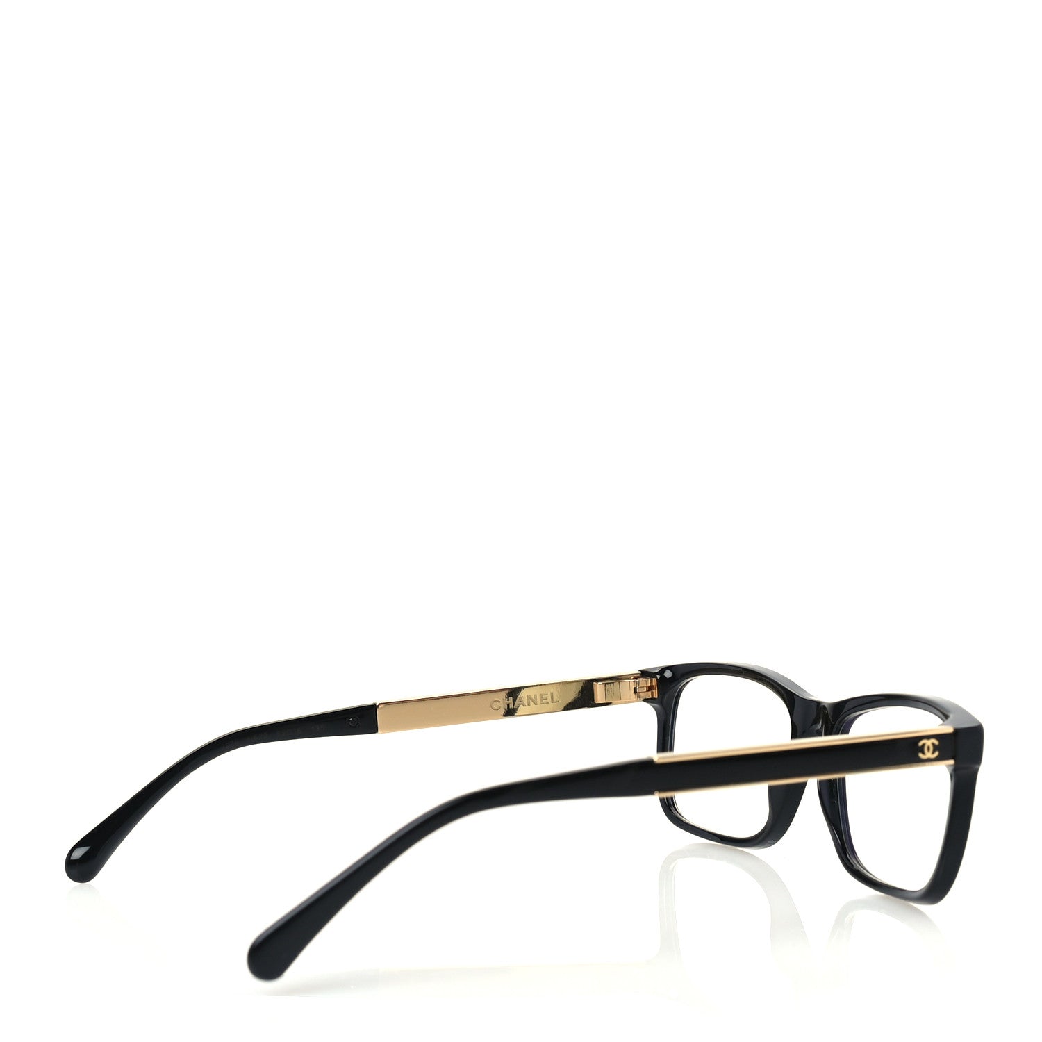 Chanel Acetate Square Clear Glasses 3278 Black Gold 4 of 7