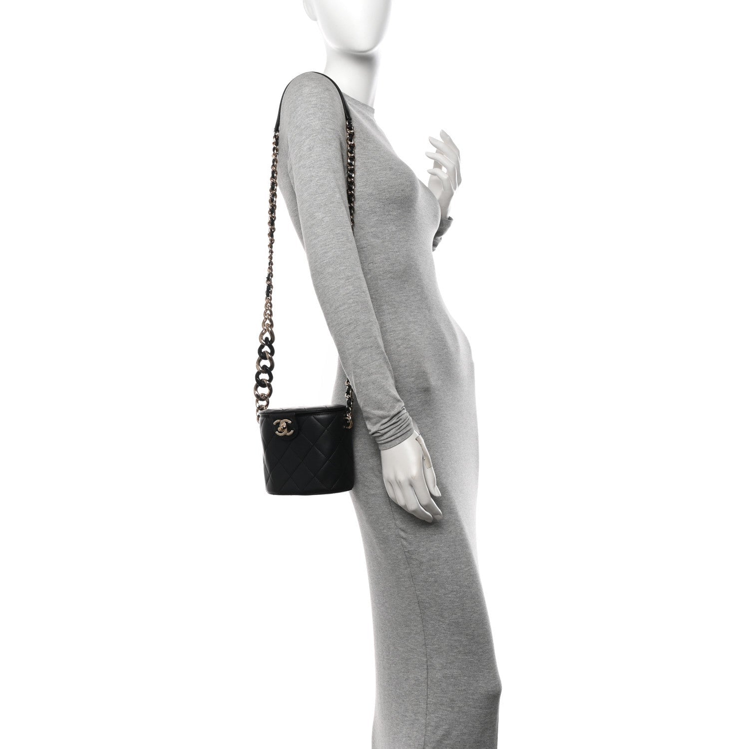 Chanel Lambskin Resin Elegant Chain Vanity Case Black 2 of 7