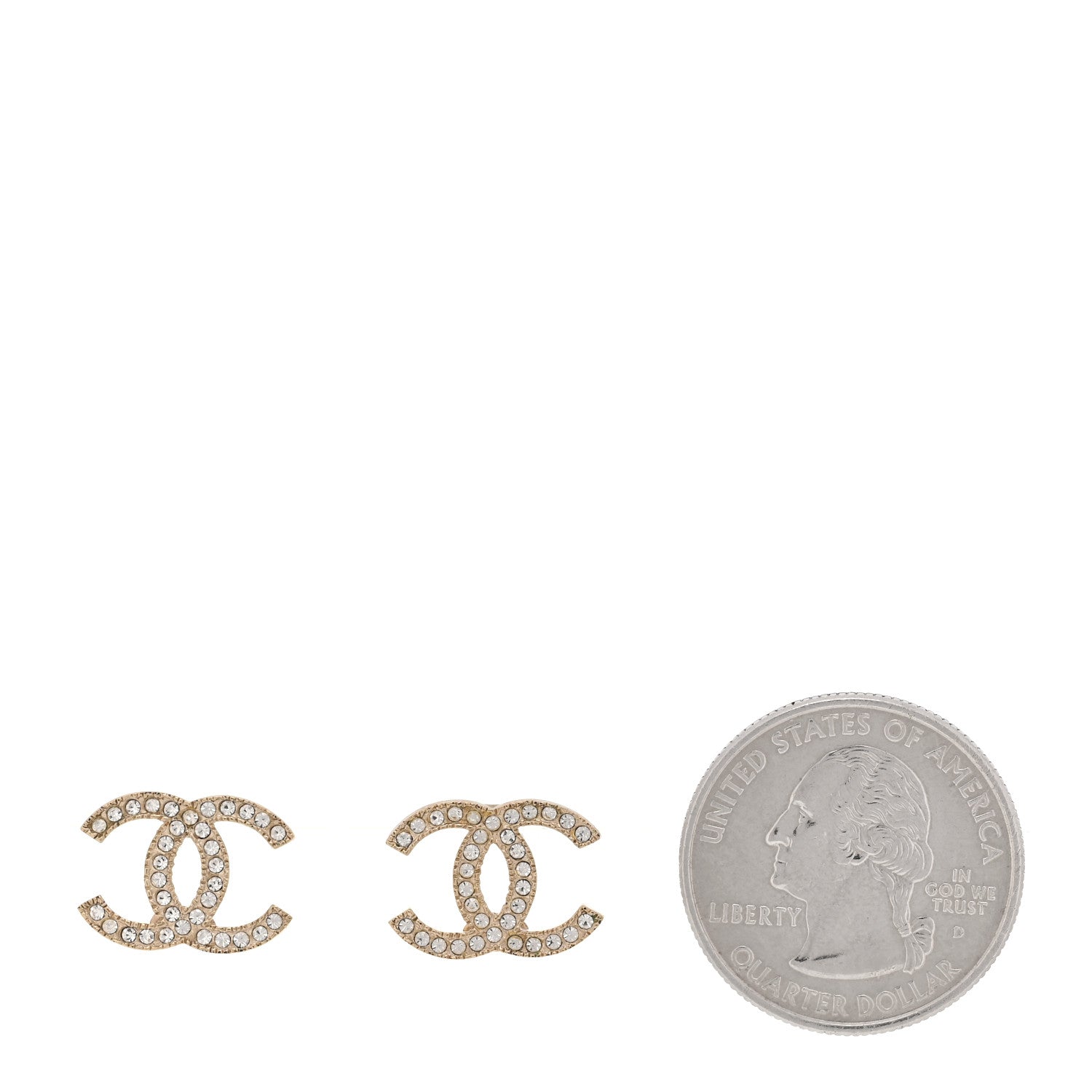 Chanel Crystal CC Earrings Light Gold 2 of 4