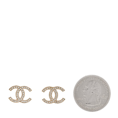 Chanel Crystal CC Earrings Light Gold 2 of 4
