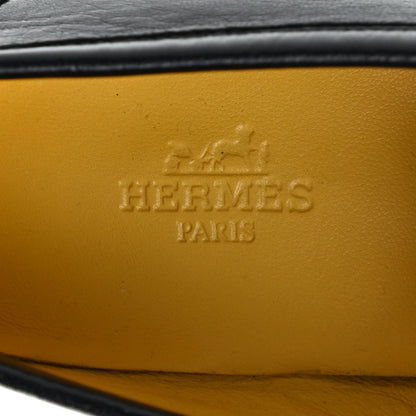 Hermes Goatskin Womens Paris Loafers 35 Black 7 of 8