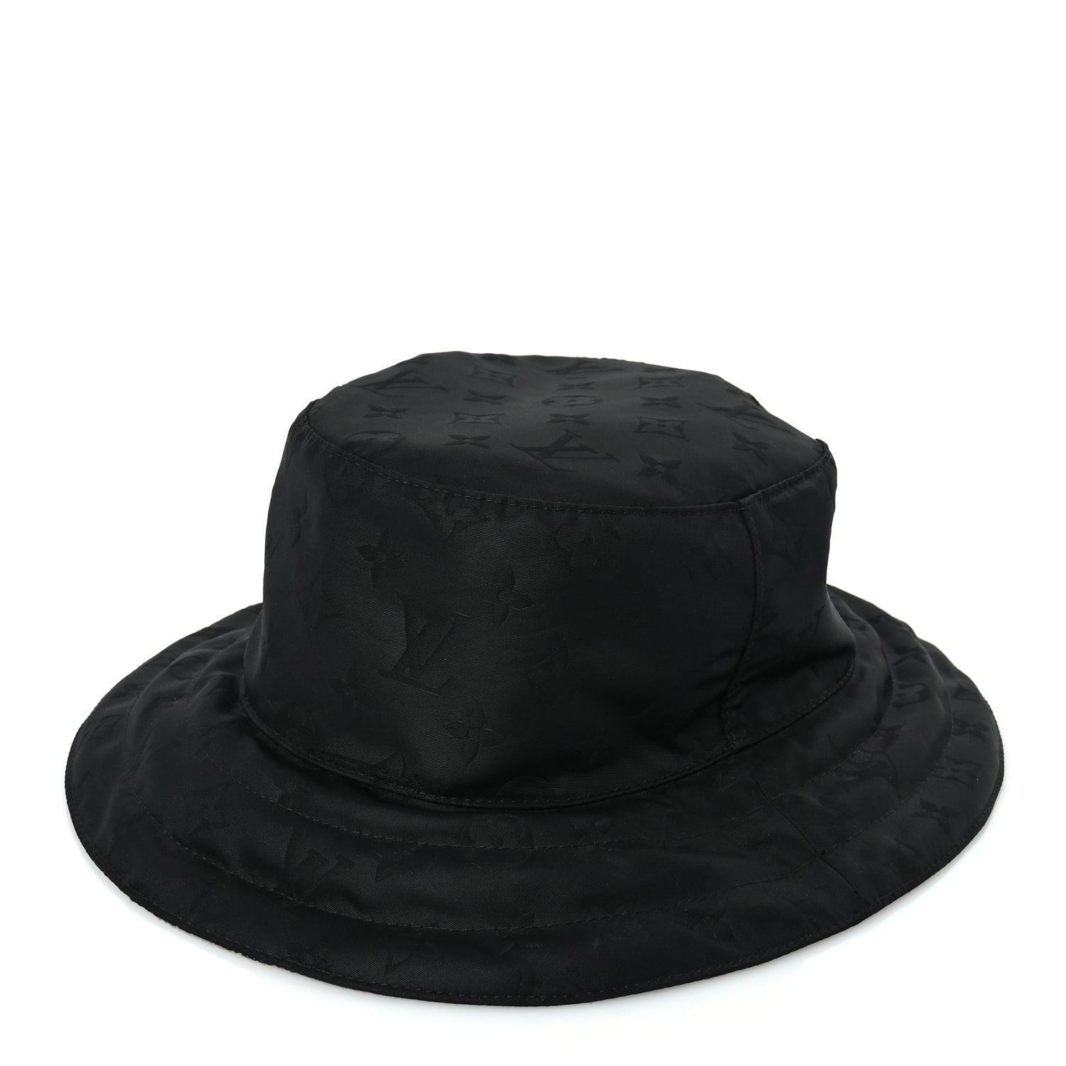 Louis Vuitton Nylon Monogram Reversible Rain Bucket Hat L Black 1 of 8