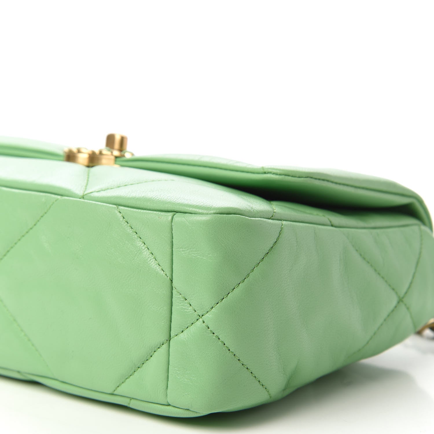 Chanel Goatskin Quilted Medium Chanel 19 Flap Light Green 7 of 10