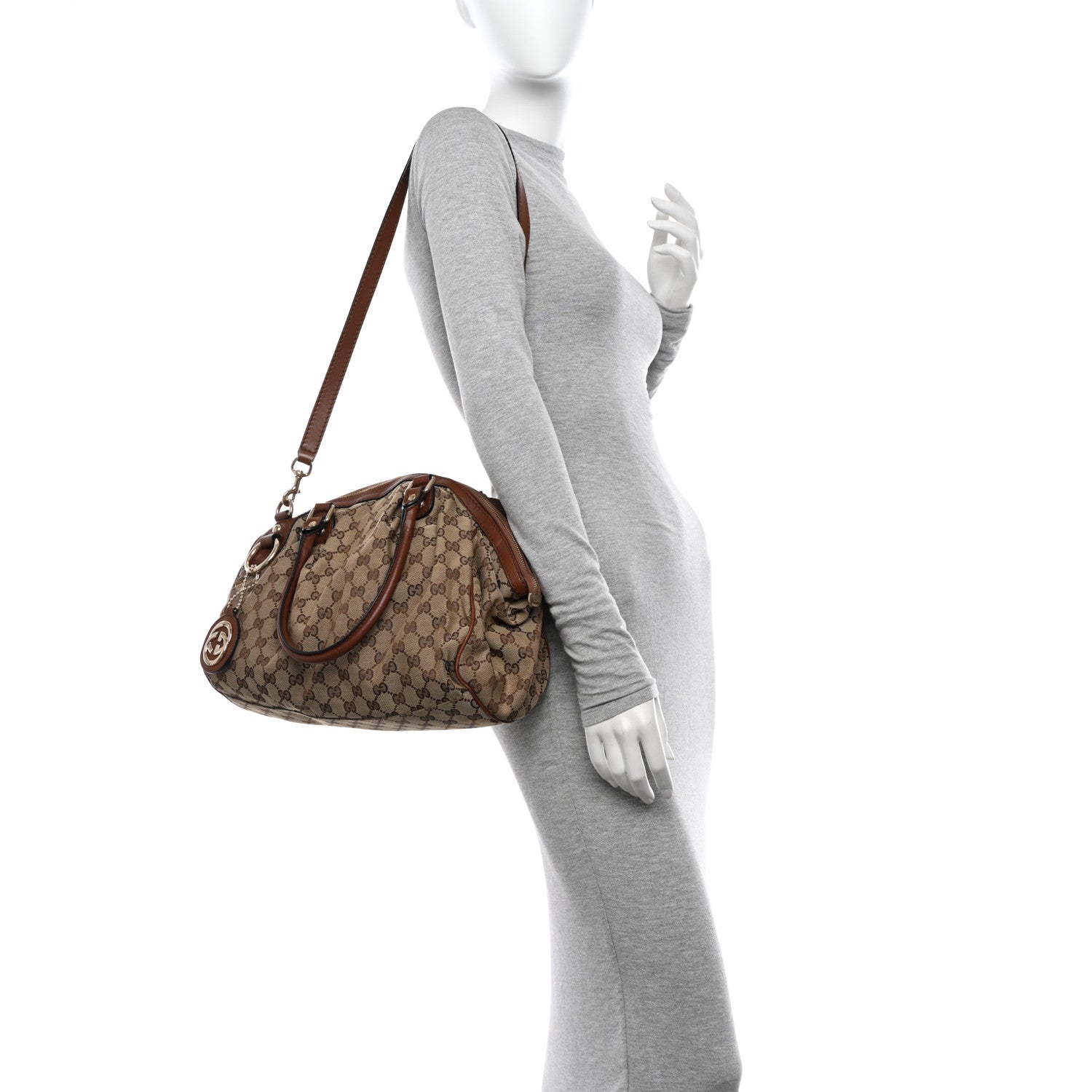 Gucci Monogram Medium Sukey Boston Brown 2 of 11