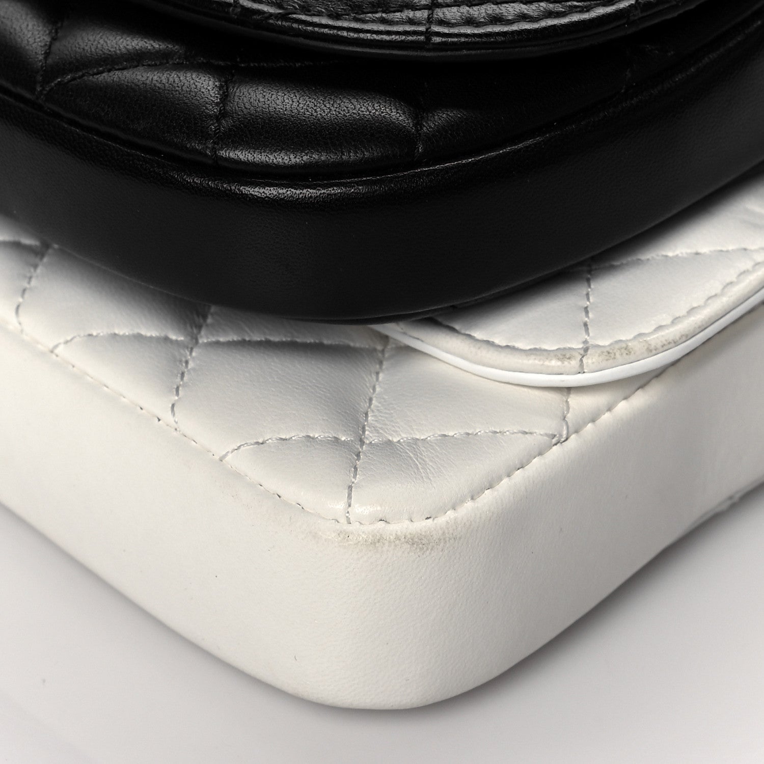 Chanel Lambskin Quilted Side Packs White Black 10 of 11