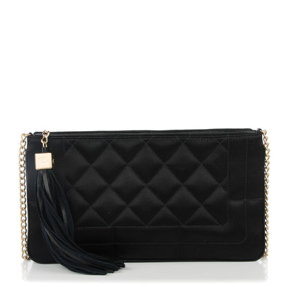 Chanel Satin Quilted Evening Bag Black 1 of 7