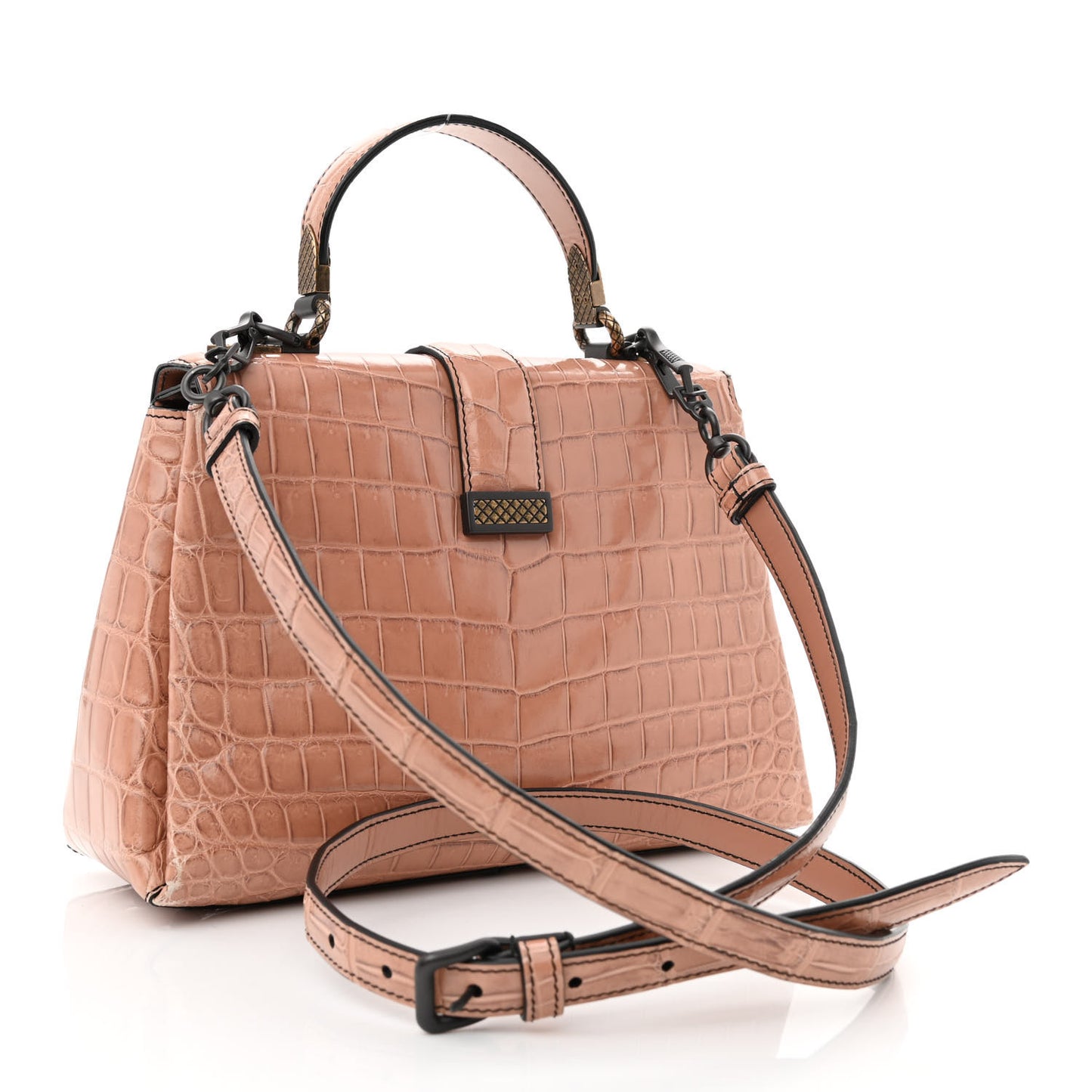 Crocodile Small Piazza Bag Light Pink