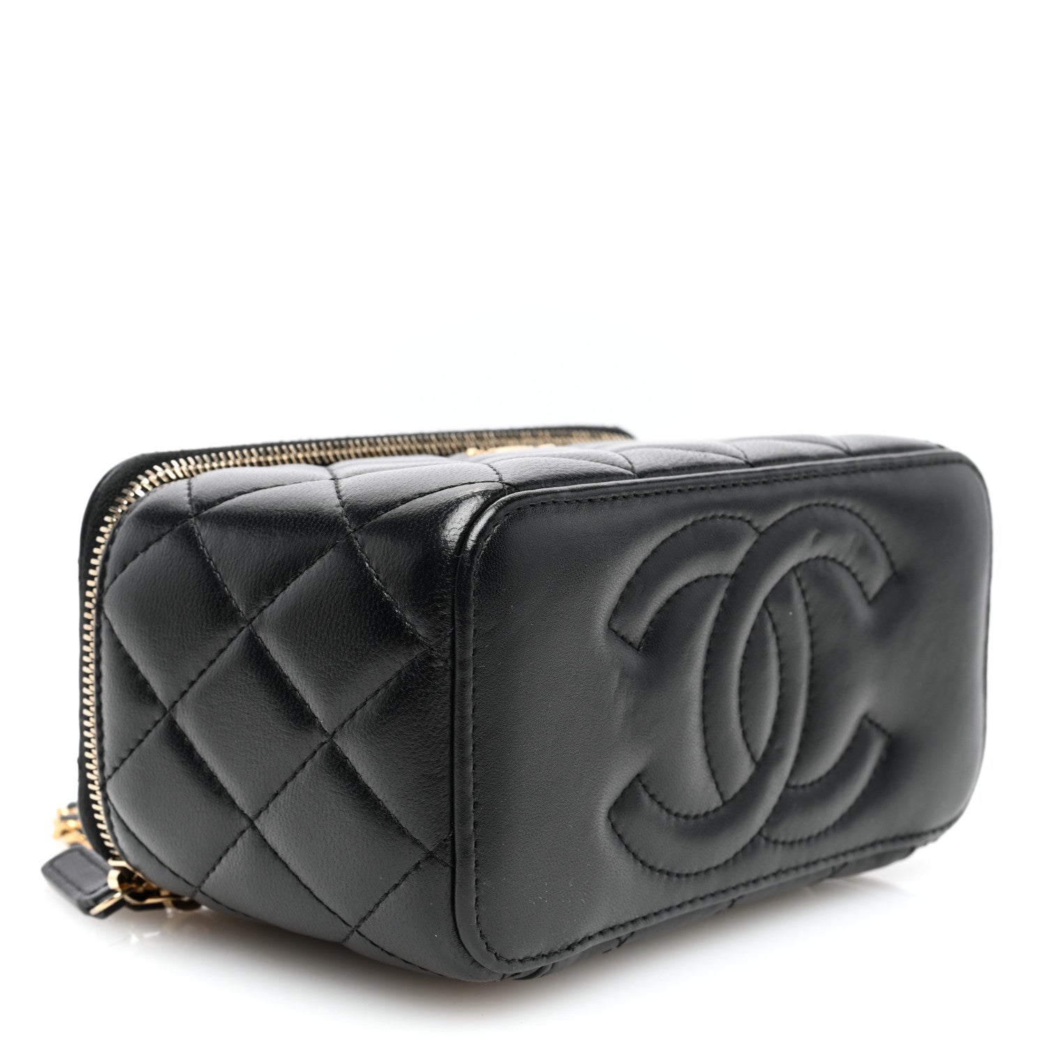 Chanel Lambskin Quilted Pearl Crush Small Vanity Case With Chain Black 4 of 11
