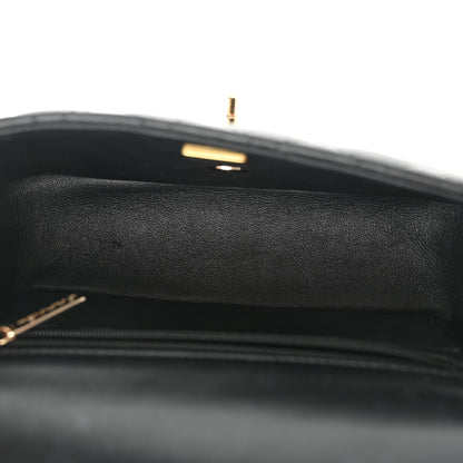 Chanel Lambskin Quilted Mini Top Handle Rectangular Flap Black 5 of 12
