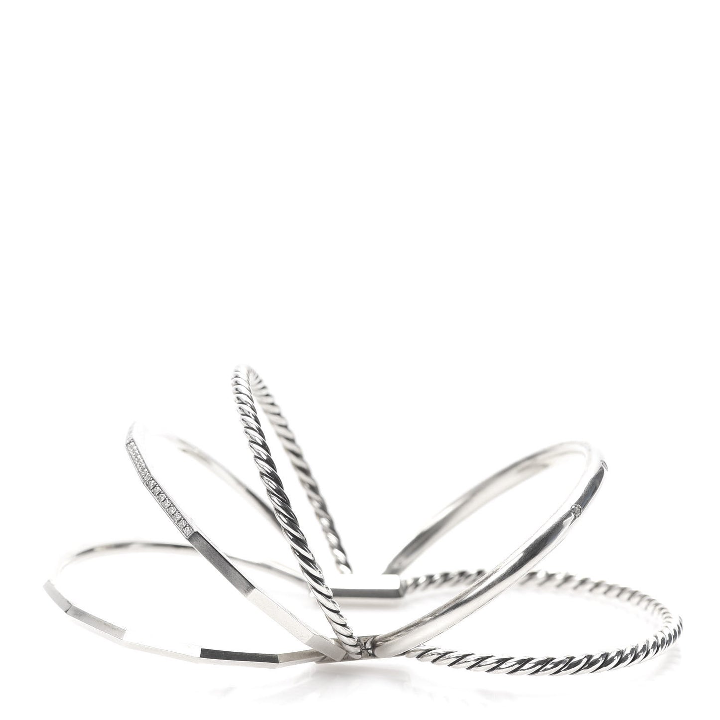 Sterling Silver Diamond Narrow Stax Cuff Bracelet
