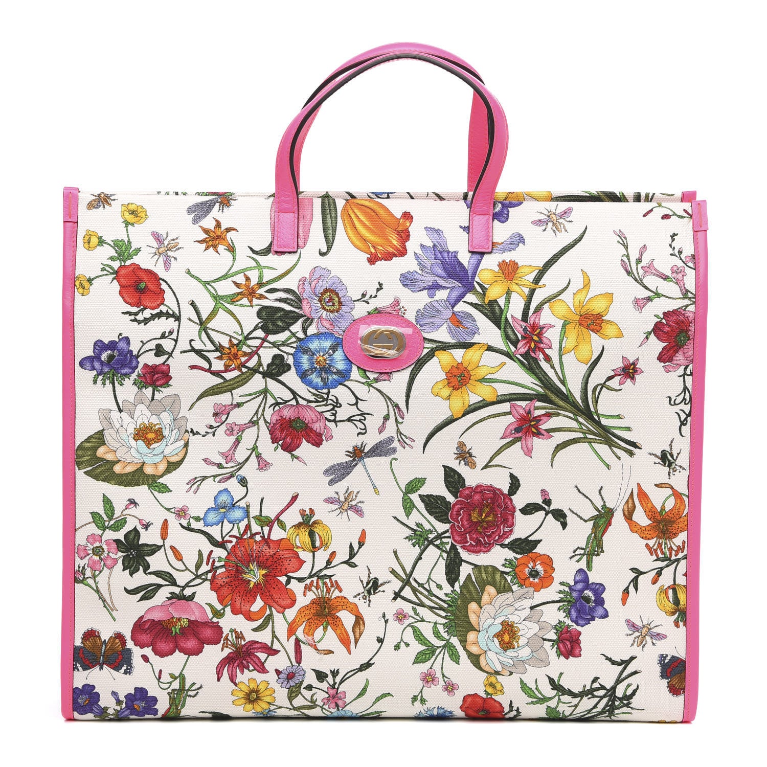 Gucci Canvas Large Flora Tote Pink Multicolor Fuchsia 1 of 9
