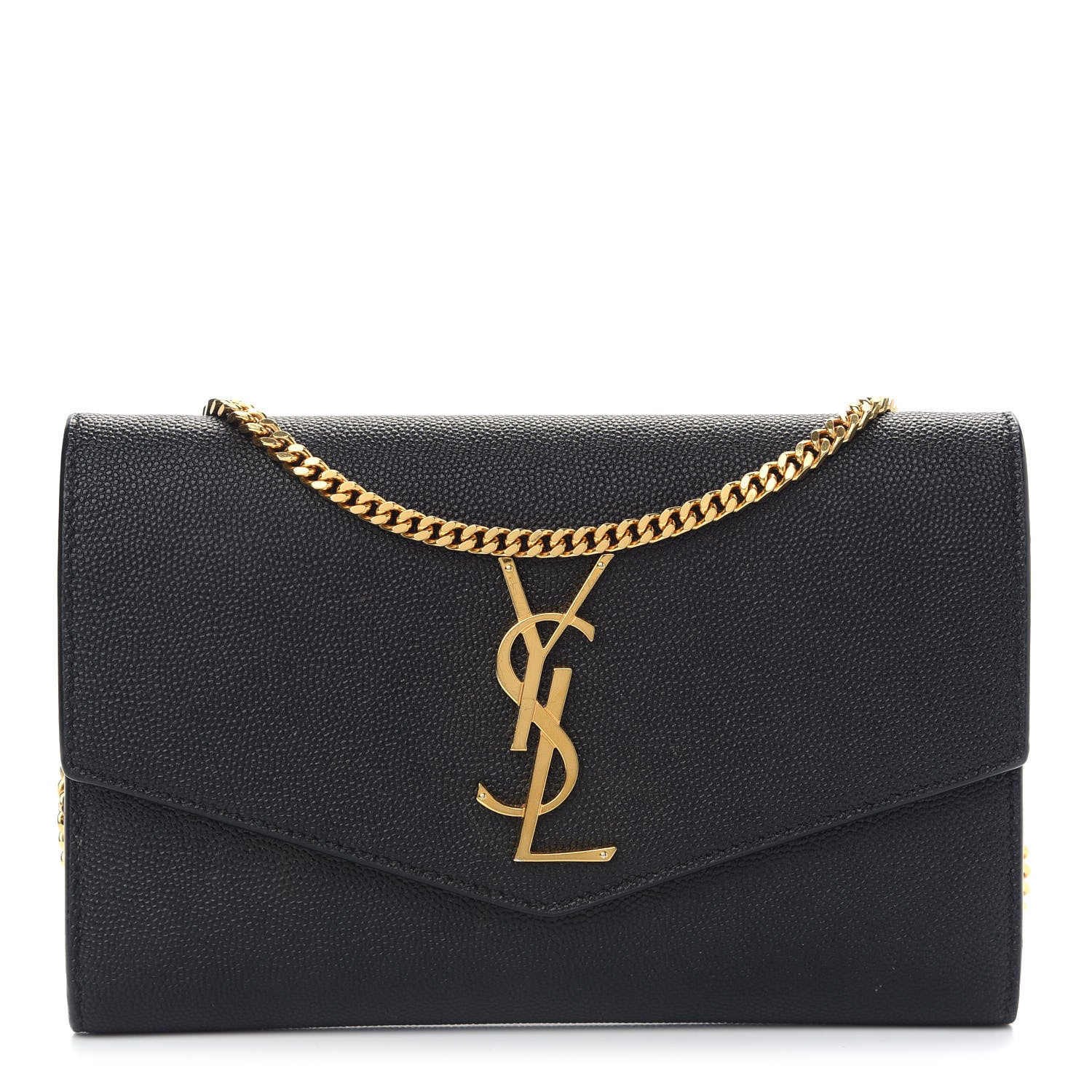 Saint Laurent Grain De Poudre Uptown Chain Wallet Black 1 of 10
