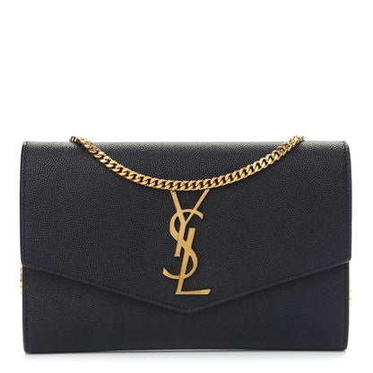 Saint Laurent Grain De Poudre Uptown Chain Wallet Black 1 of 10