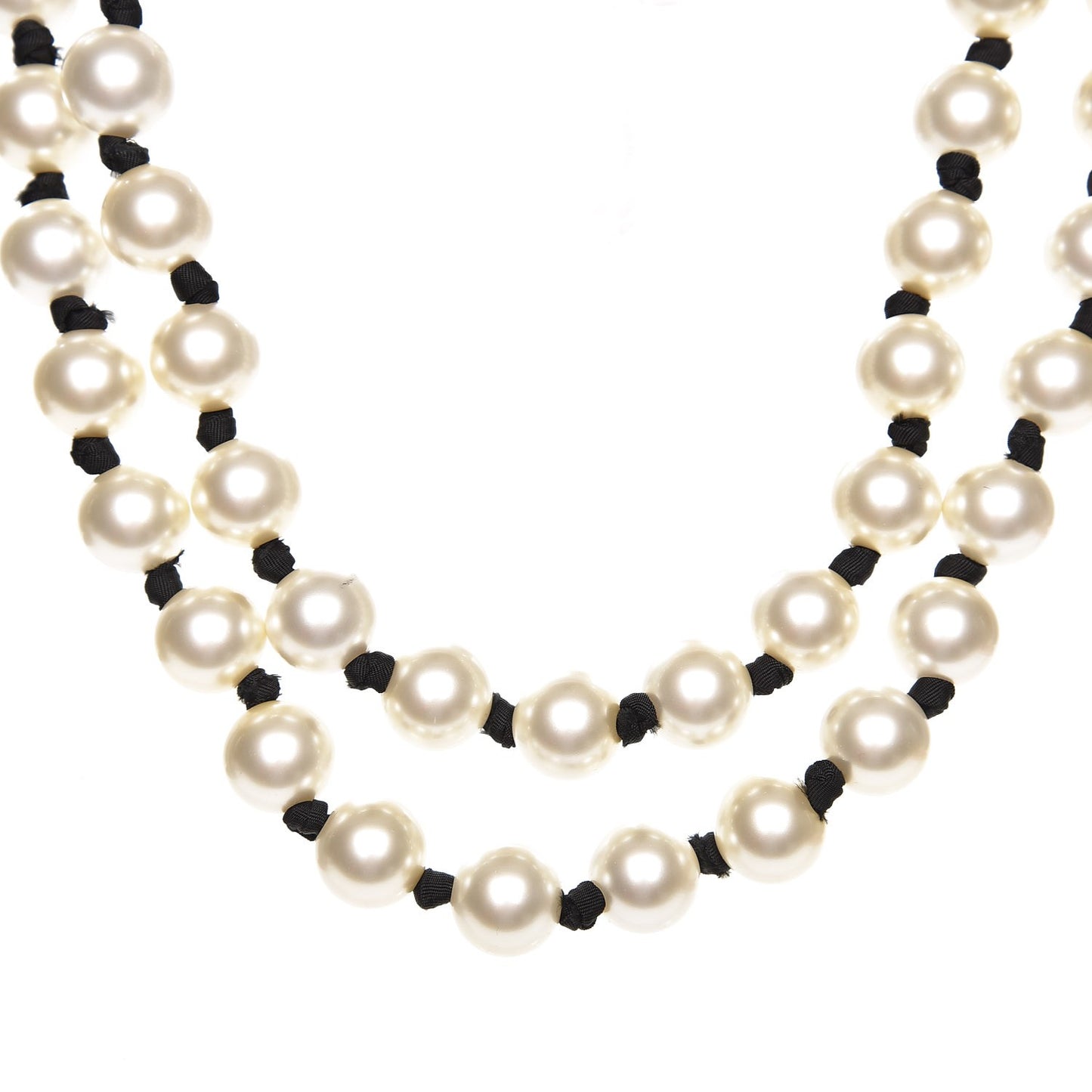 Graduated Pearl CC Long Necklace Gold