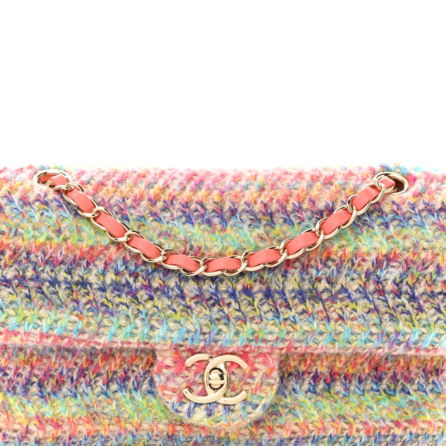 Chanel Knit Small Flap Orange Multicolor 8 of 10