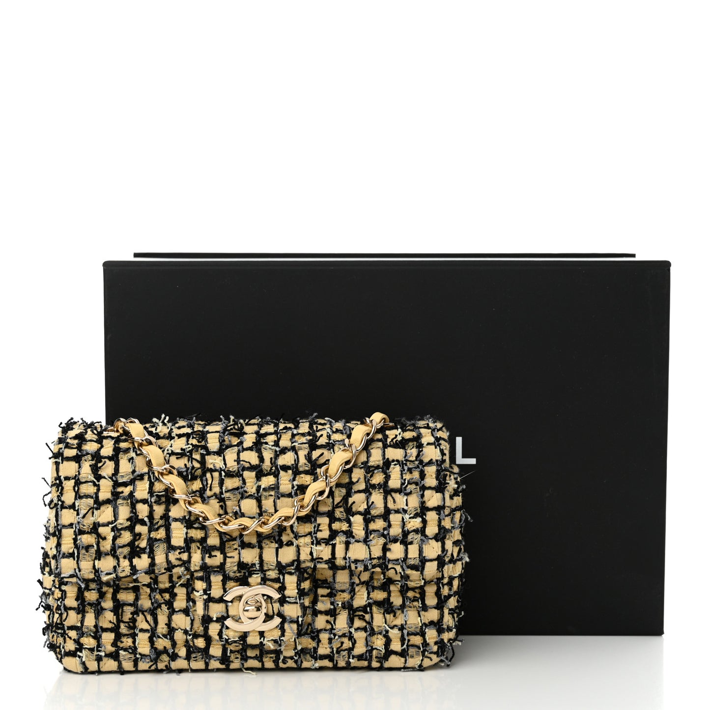 Tweed Quilted Mini Rectangular Flap Yellow Black