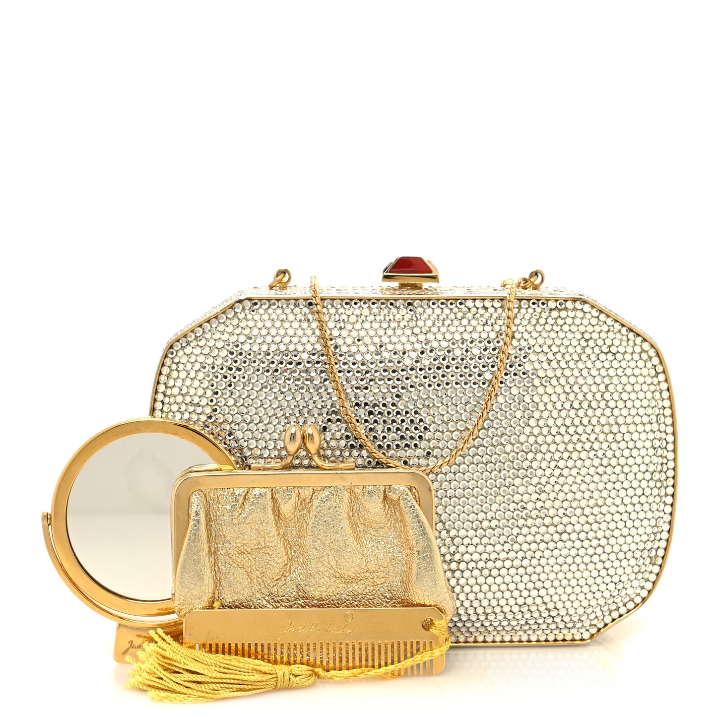 Swarovski Crystal Minaudiere Clutch Gold Silver