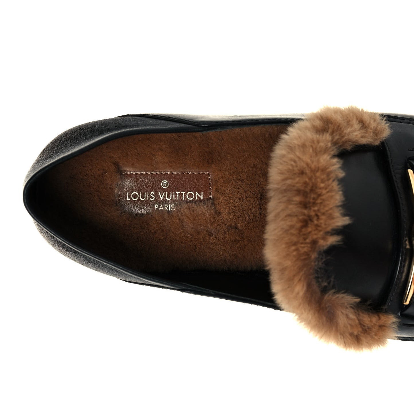 Calfskin Mink Upper Case Flat Loafer 38 Black