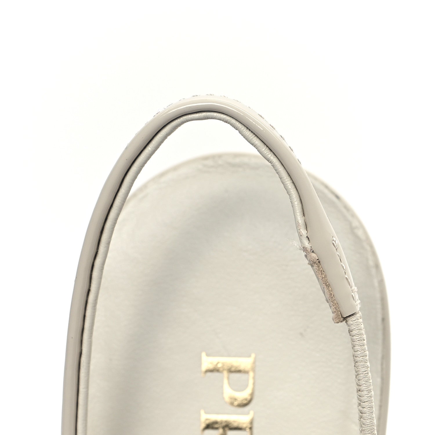 Prada Patent Triangle Logo Pointed Toe 75mm Slingback Pumps 38 White 9 of 9