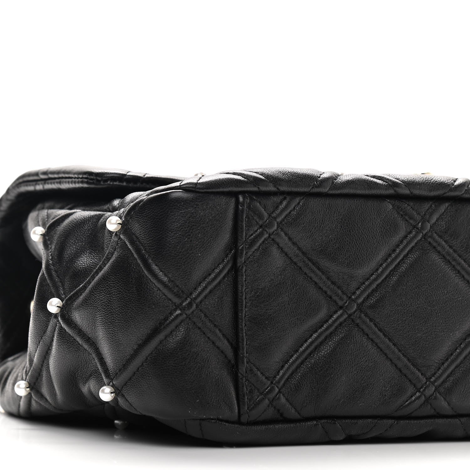 Chanel Lambskin Quilted Pearl Studded Flap Black 9 of 10