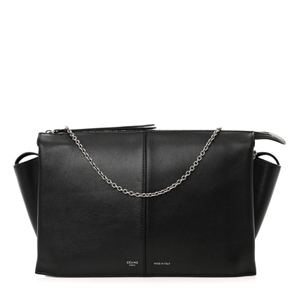 Celine Smooth Calfskin Tri-Fold Clutch on Chain Black 1 of 11
