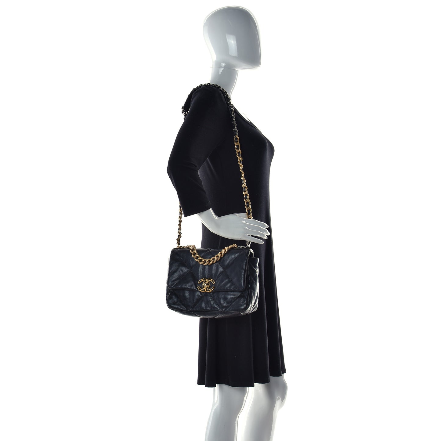 Lambskin Quilted Medium Chanel 19 Flap Black