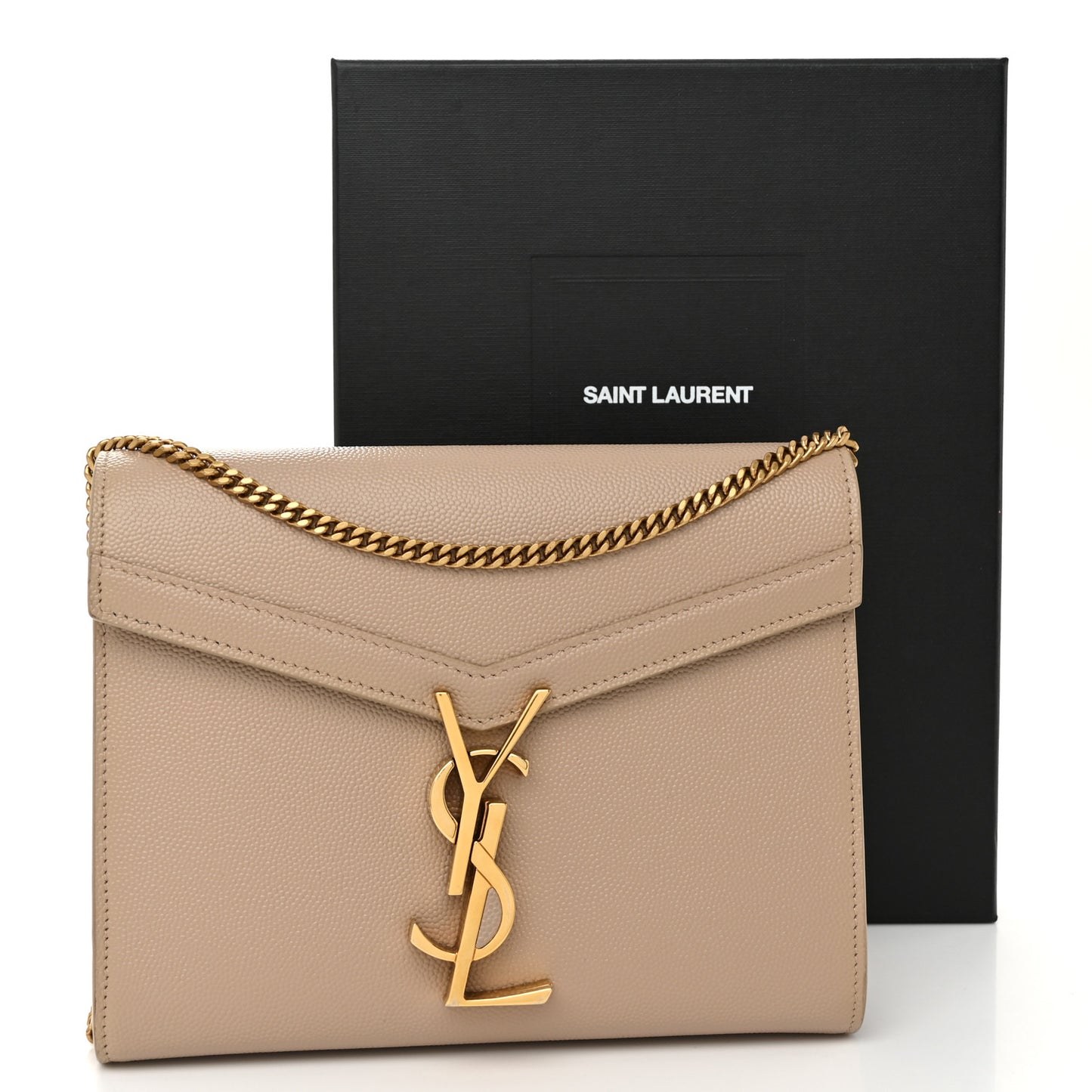 Grain De Poudre Monogram Cassandra Chain Wallet Dark Beige