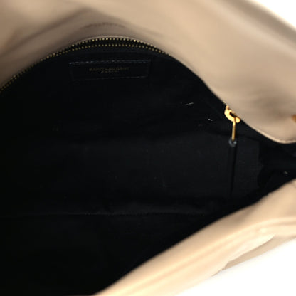 Saint Laurent Lambskin Quilted Small Loulou Puffer Monogram Chain Satchel Dark Beige Dark Beige 4 of 8