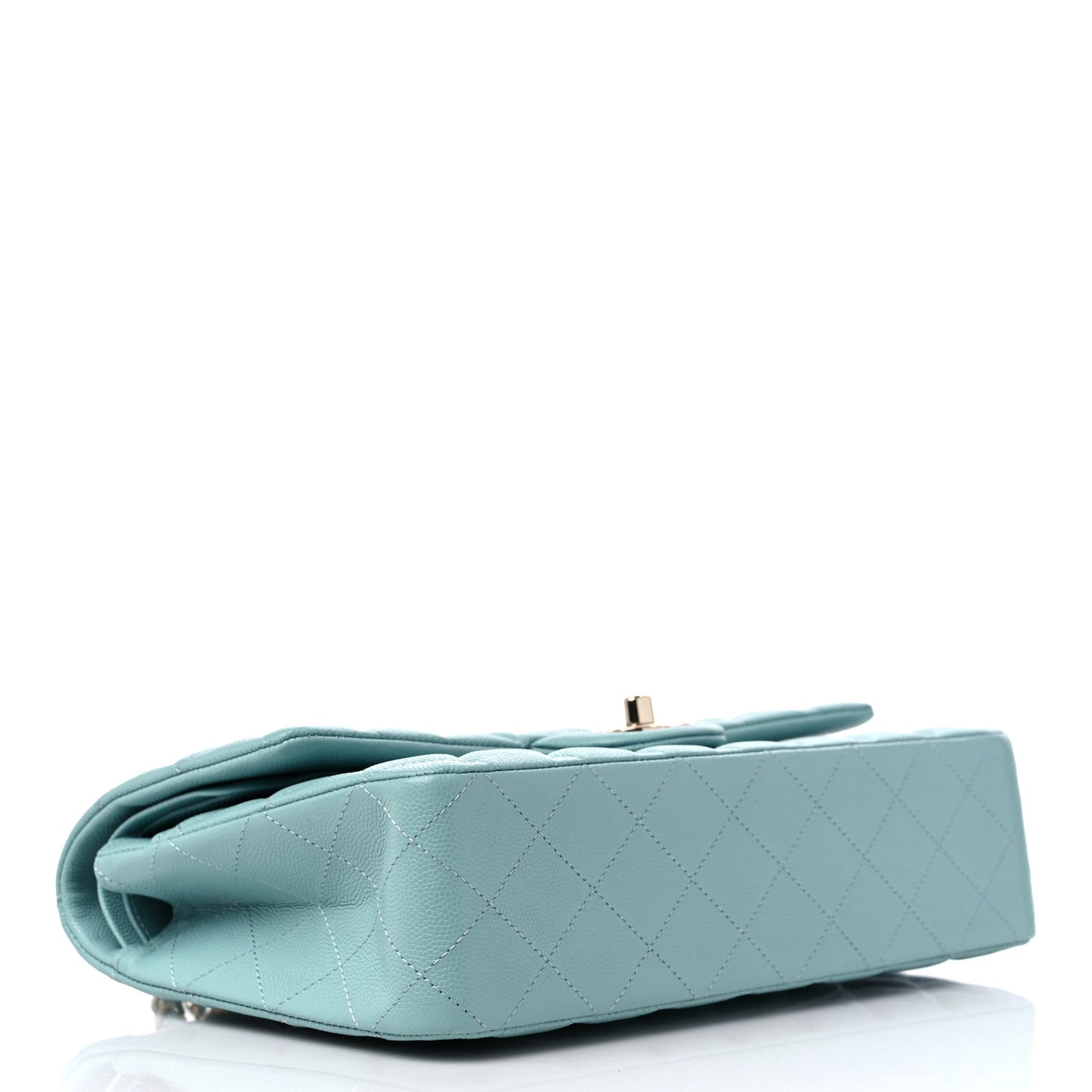 Caviar Quilted Medium Double Flap Light Blue
