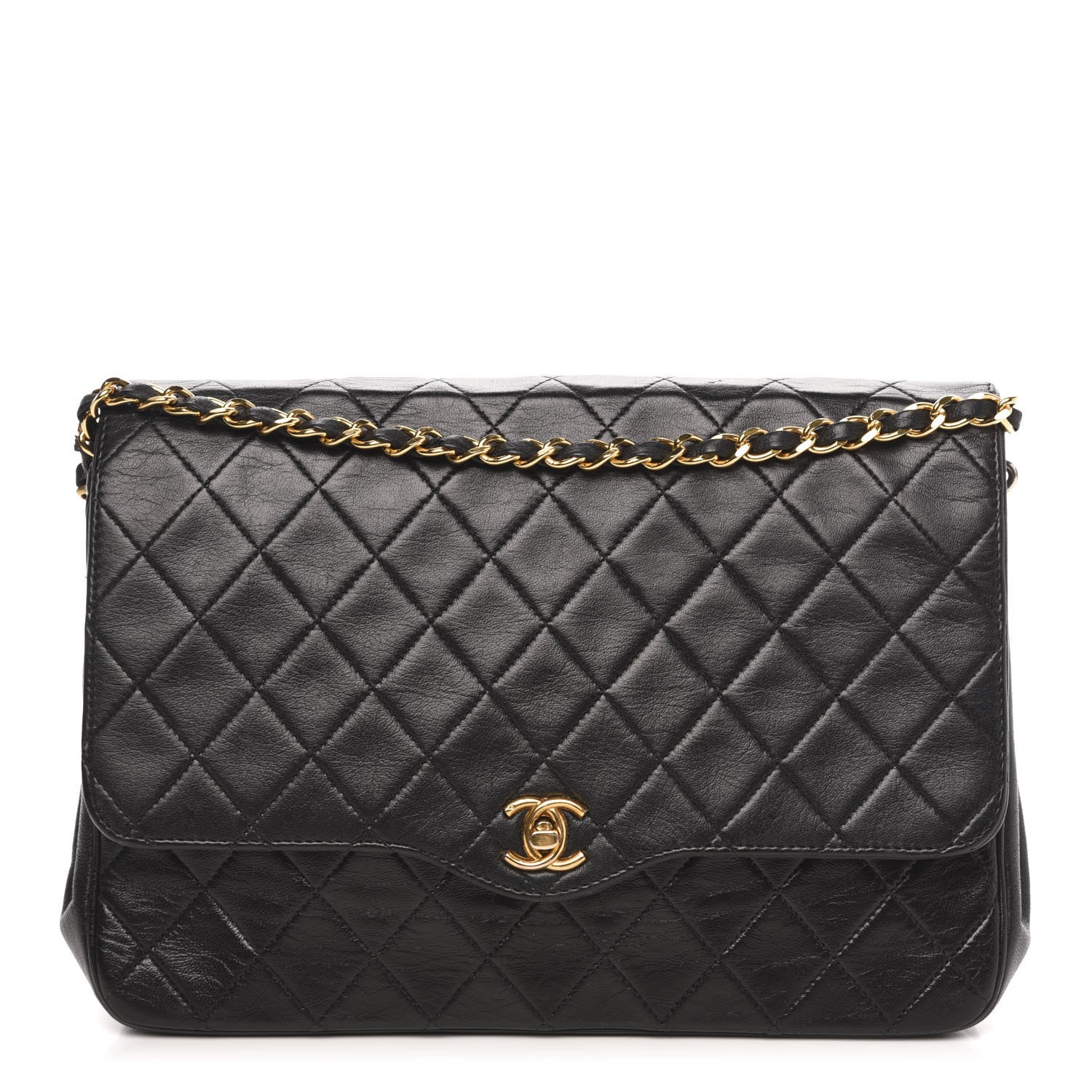 Chanel Lambskin Quilted Medium Single Flap Black 1 of 14