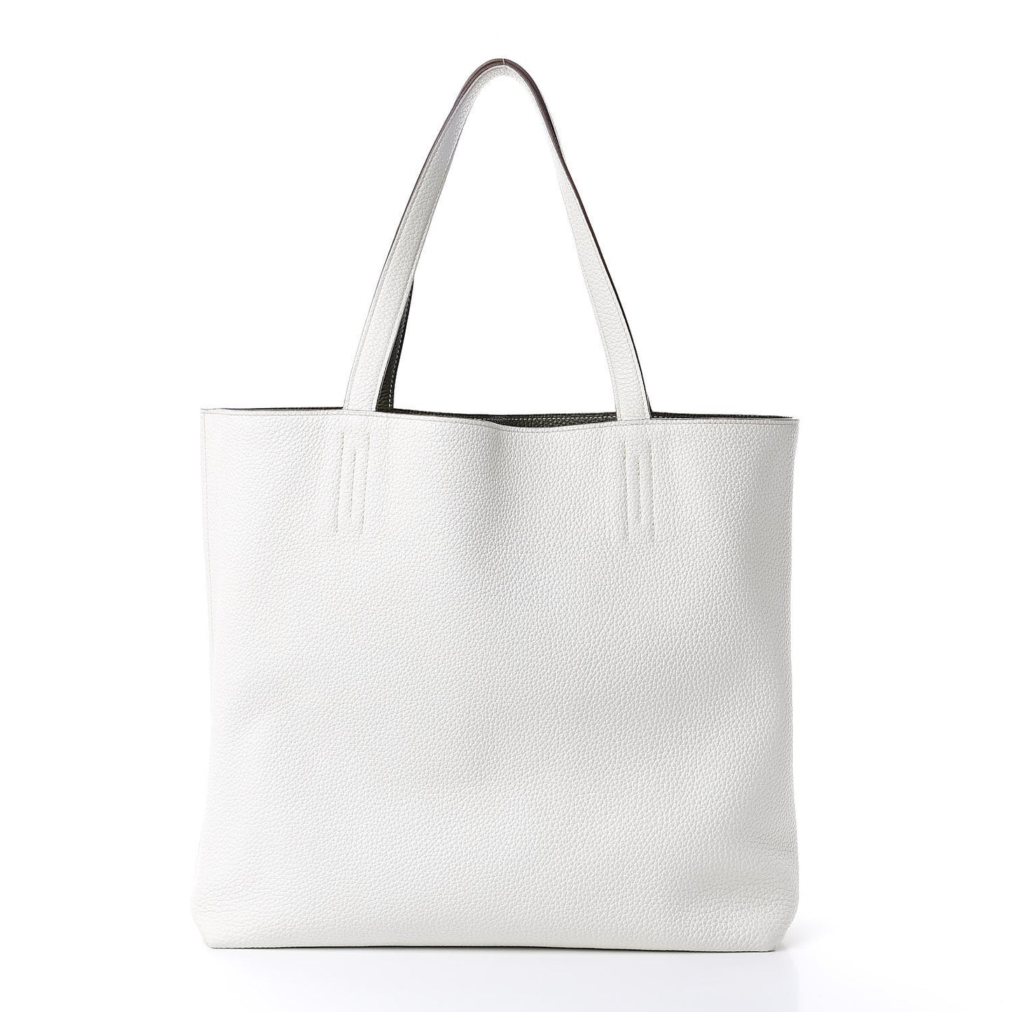 Taurillon Clemence Double Sens 36 Reversible Tote Canopee White
