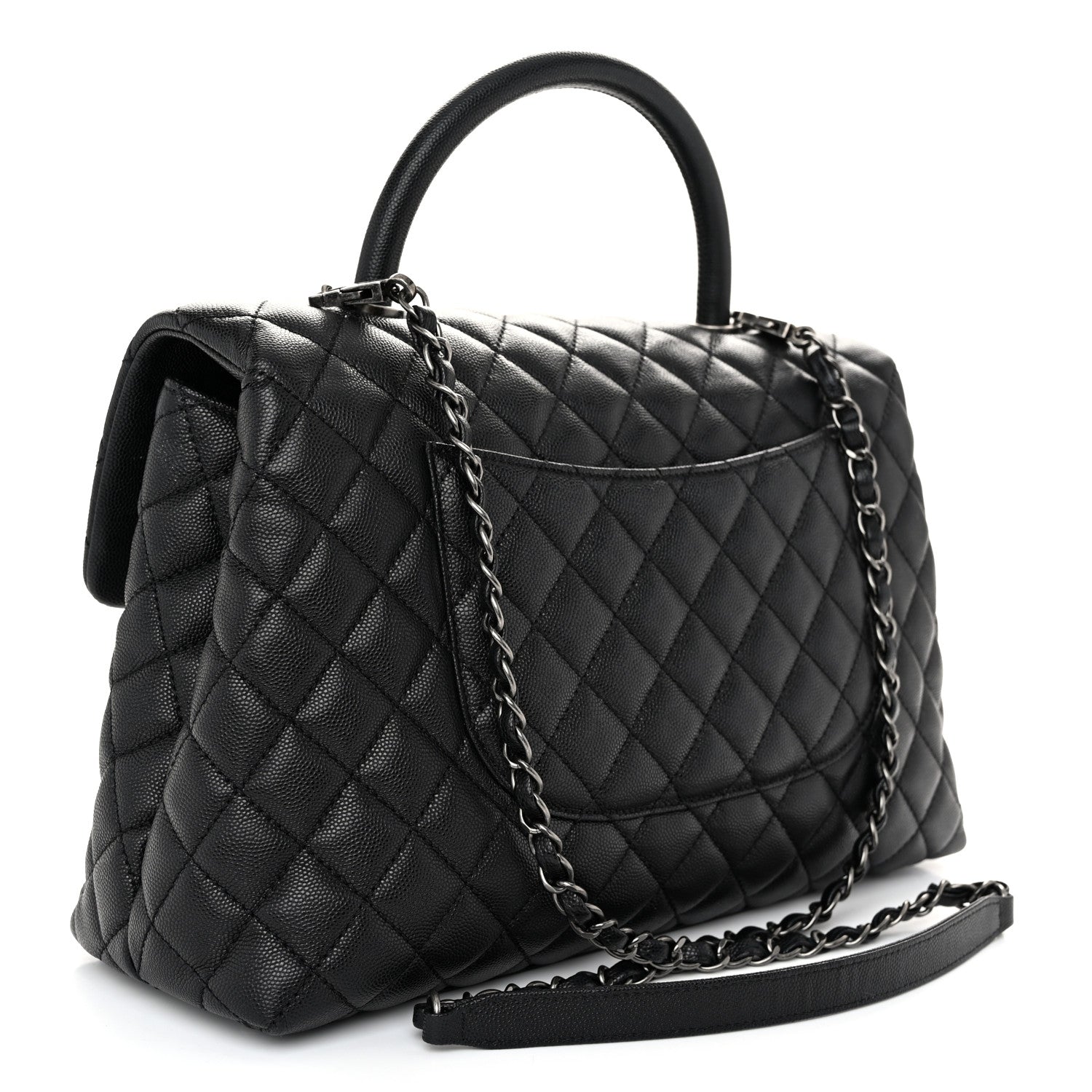 Chanel Caviar Quilted Medium Coco Handle Flap Black 3 of 10