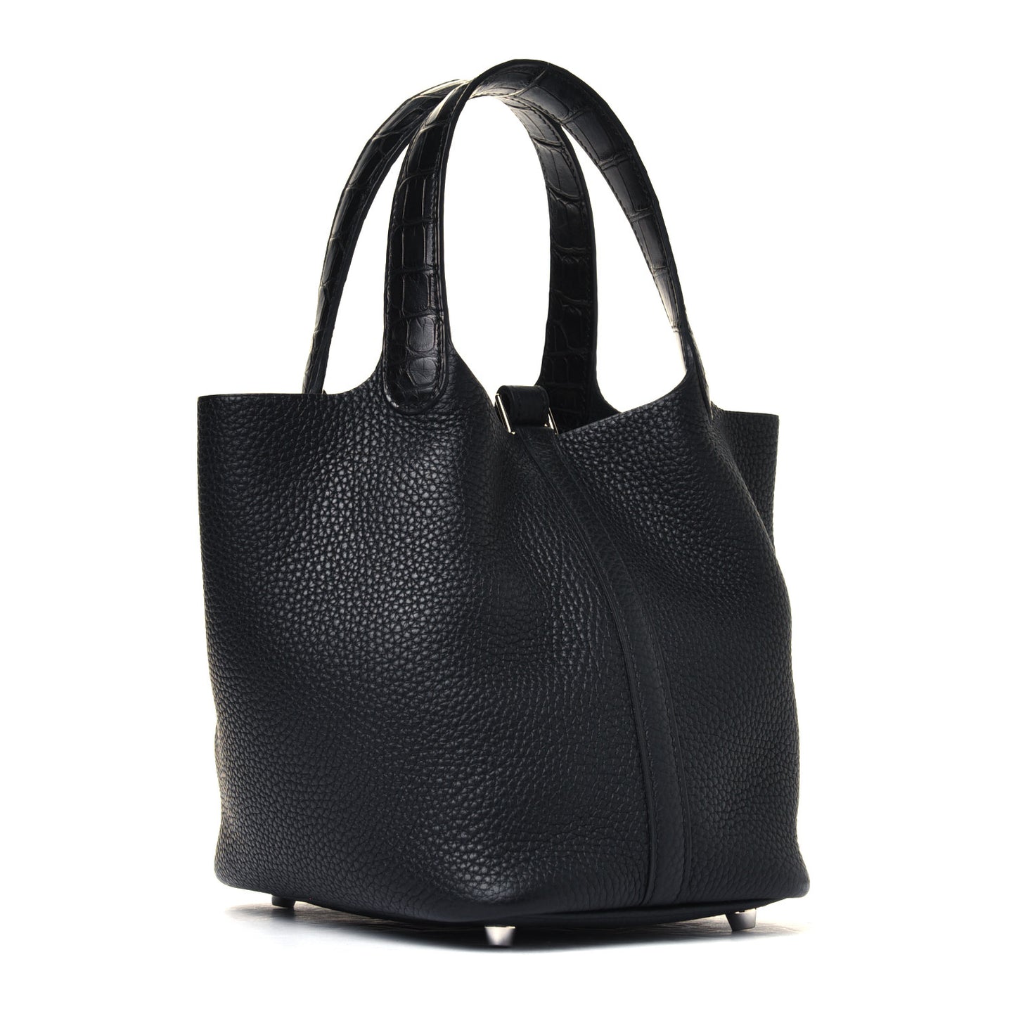 Taurillon Clemence Matte Alligator Picotin Lock Touch 18 PM Black