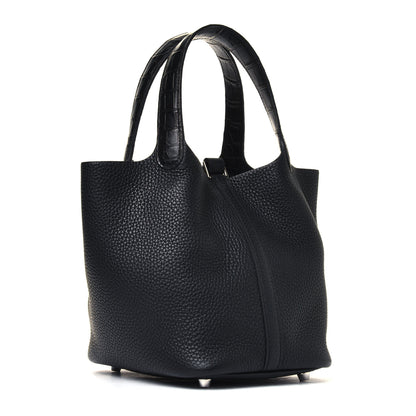 Hermes Taurillon Clemence Matte Alligator Picotin Lock Touch 18 PM Black 2 of 6