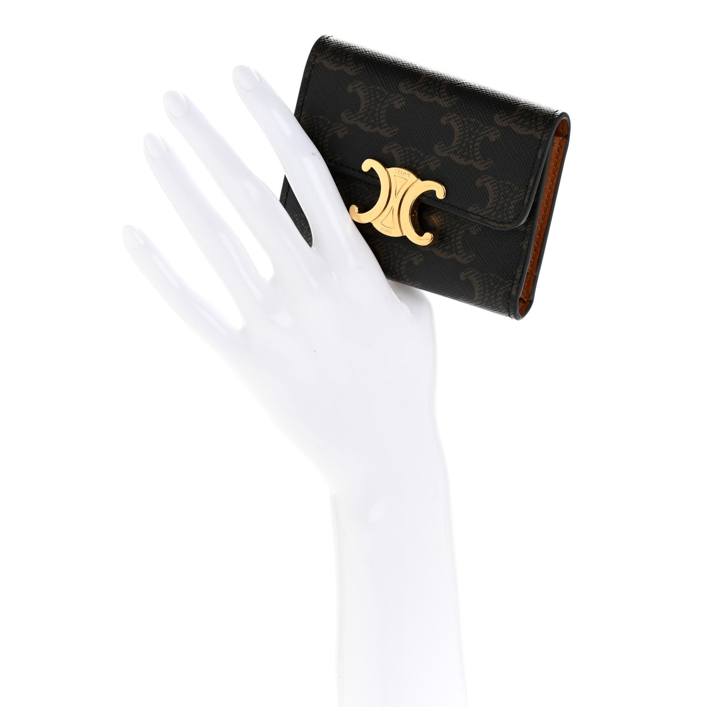 Canvas Triomphe Compact Triomphe Wallet With Coin Purse Tan