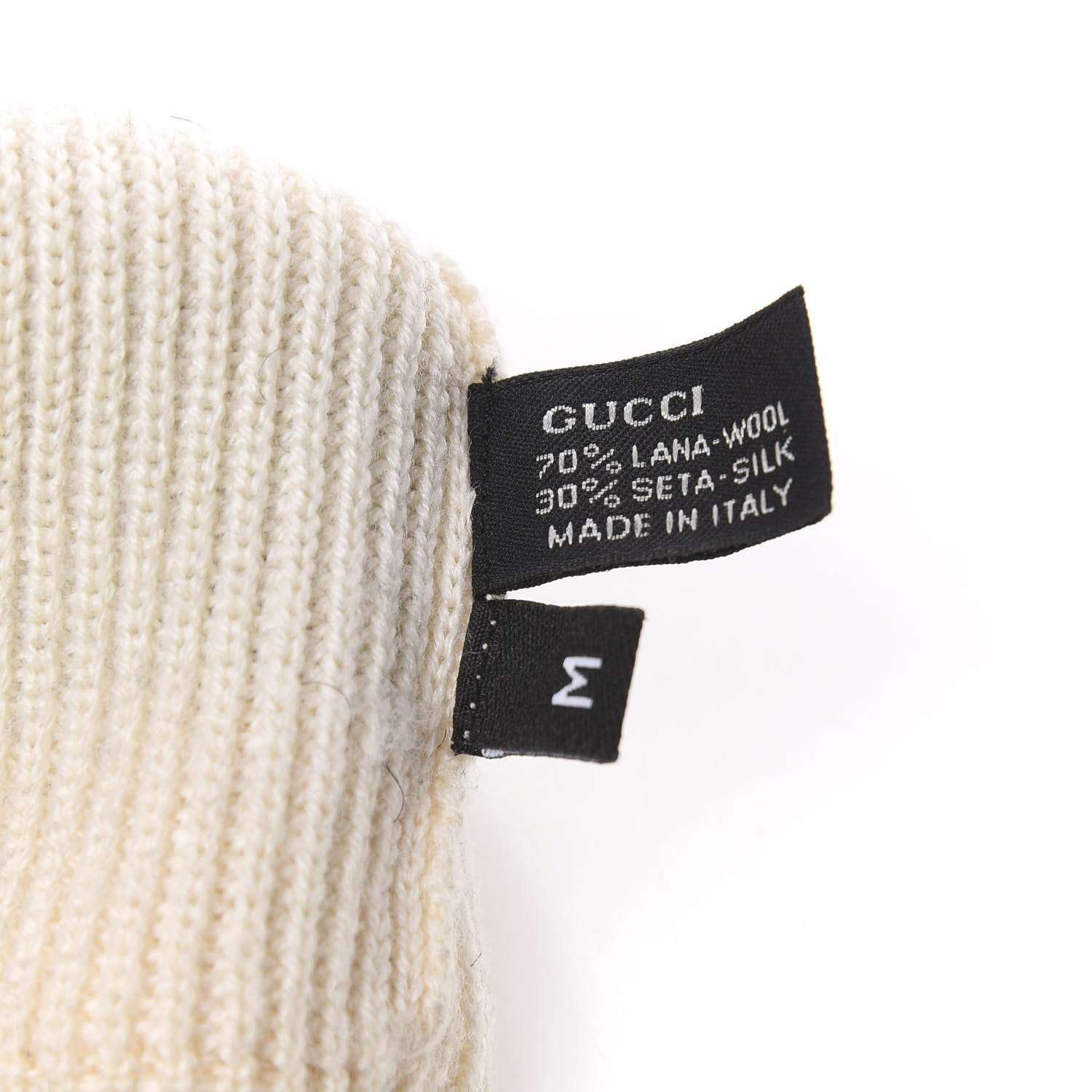 Gucci Wool Silk Web Beanie Hat M White 4 of 6