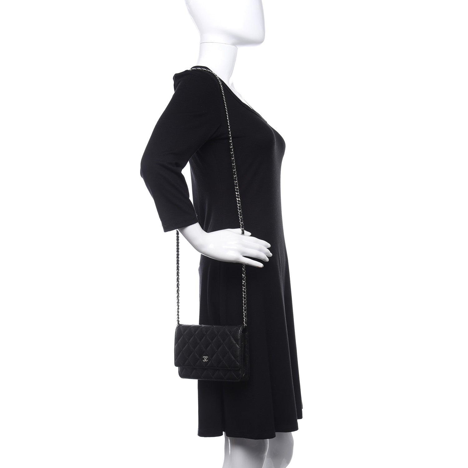 Chanel Caviar Quilted Wallet On Chain WOC Black 2 of 9