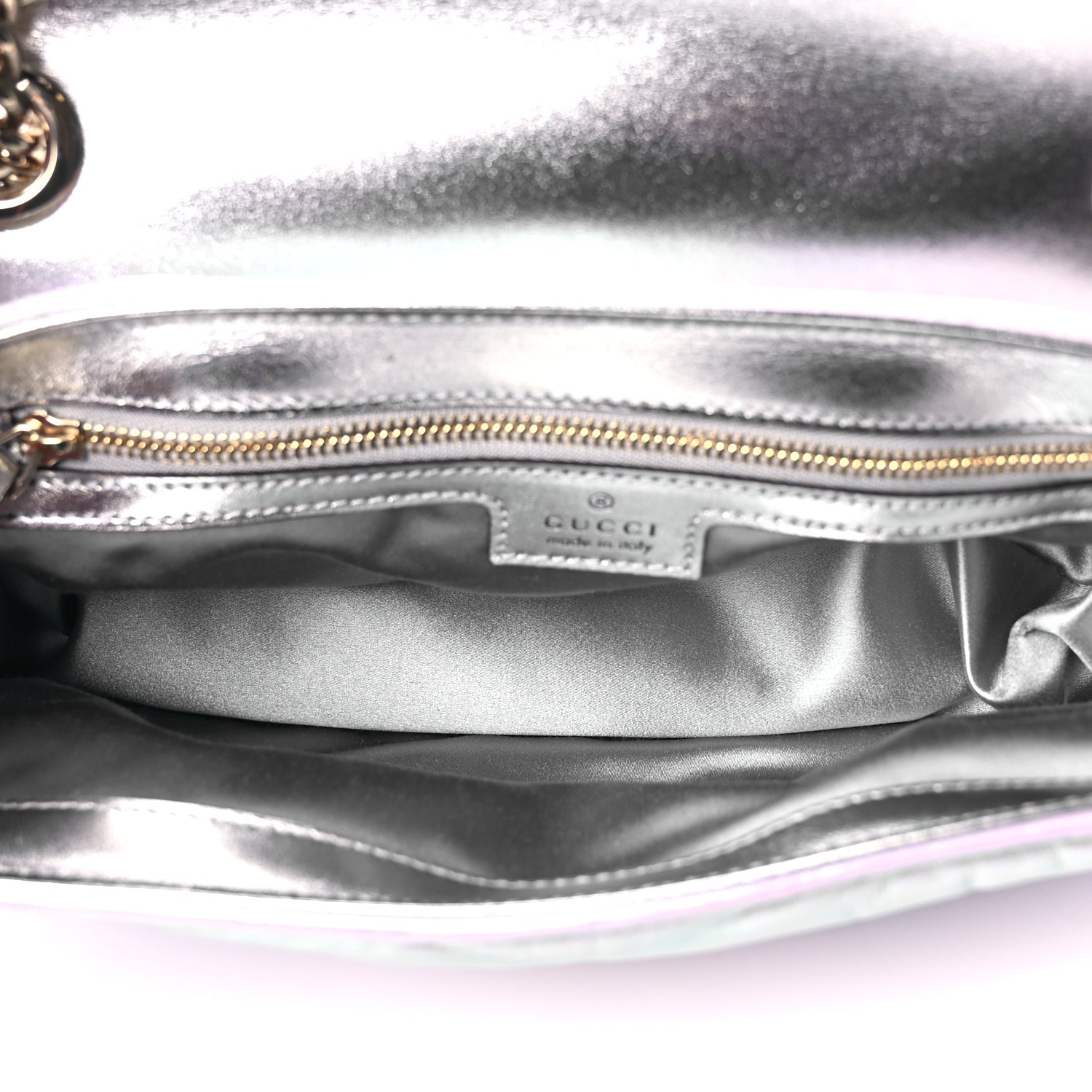 Gucci Iridescent Nappa Chevron Matelasse Small GG Marmont Shoulder Bag Snow Light Blue 4 of 9