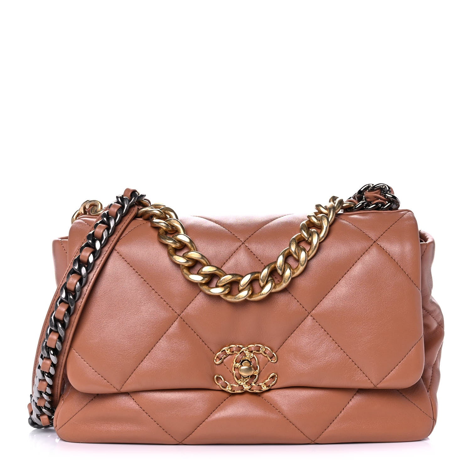Chanel Lambskin Quilted Large Chanel 19 Flap Brown 1 of 10